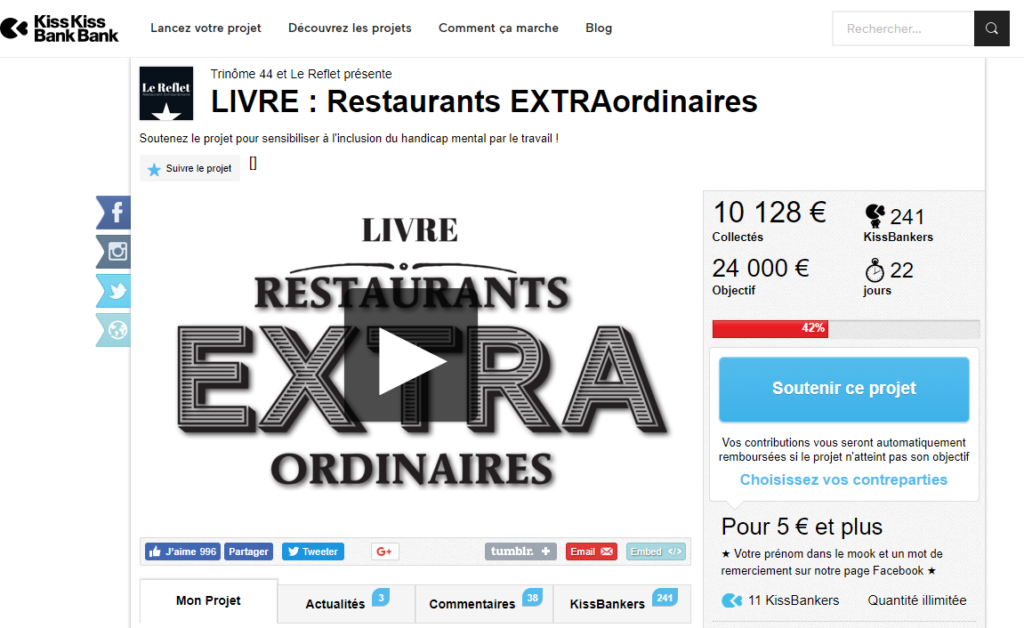 Page "Restaurants extraordinaires" sur kiss kiss bank bank